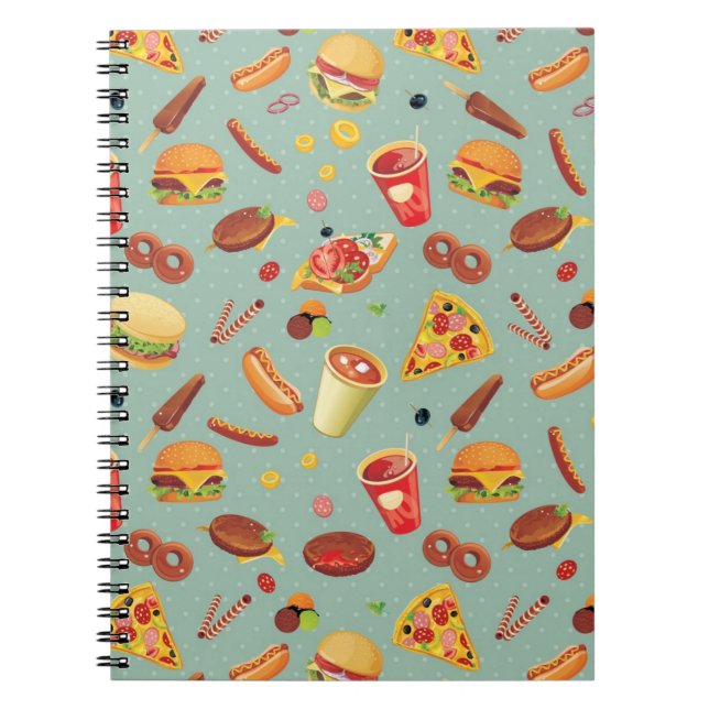 Elegant Fast Food Pattern Notebook (Front)