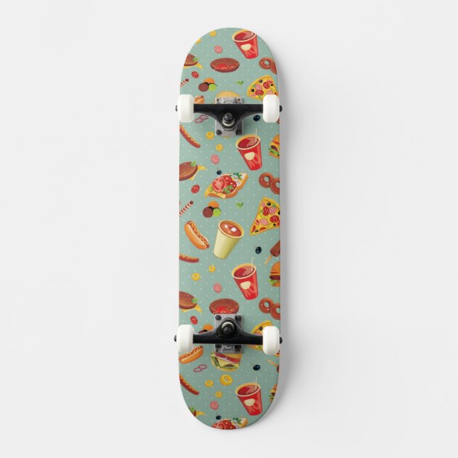 Elegant Fast Food Pattern Skateboard (Front)