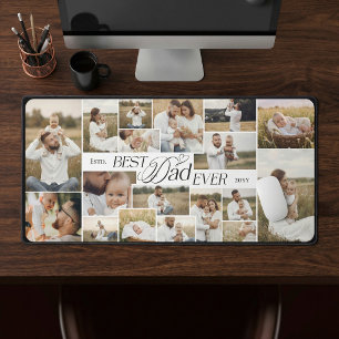Elegant Fathers Day Best Dad Ever Photo Collage Desk Mat