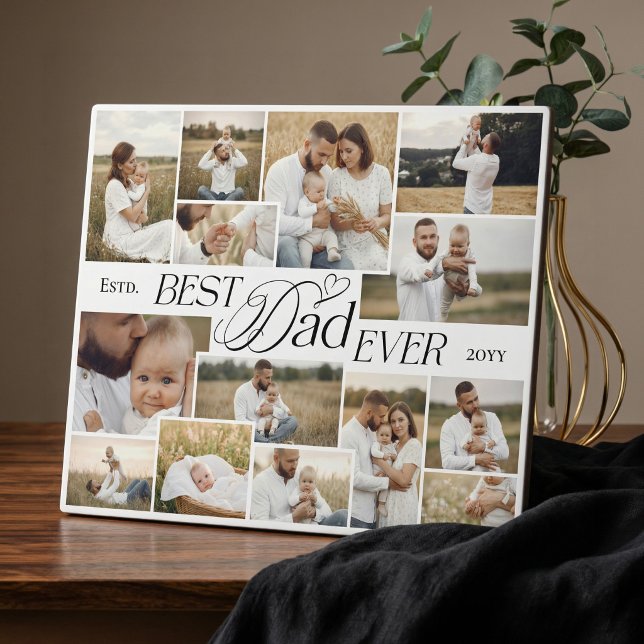 Elegant Fathers Day Best Dad Ever Photo Collage Plaque (Elegant Fathers Day Best Dad Ever Photo Collage Plaque)