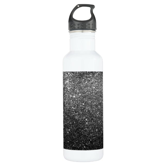 Elegant Faux Black Glitter 710 Ml Water Bottle (Front)