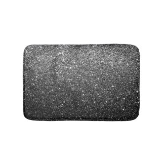 Elegant Faux Black Glitter Bath Mat