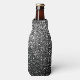 Elegant Faux Black Glitter Bottle Cooler