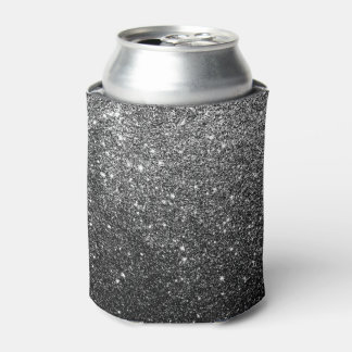 Elegant Faux Black Glitter Can Cooler