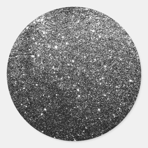 Image of Elegant Faux Black Glitter Classic Round Sticker