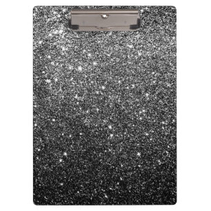 Elegant Faux Black Glitter Clipboard