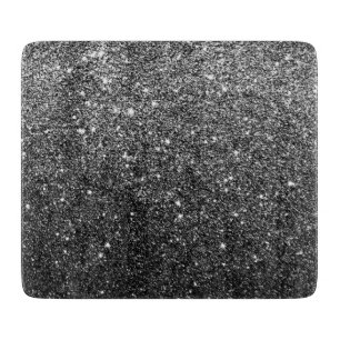 Elegant Faux Black Glitter Cutting Board