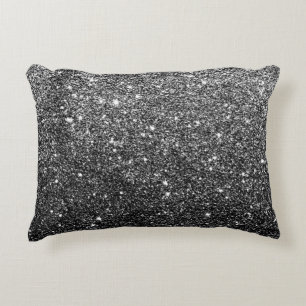 Elegant Faux Black Glitter Decorative Cushion