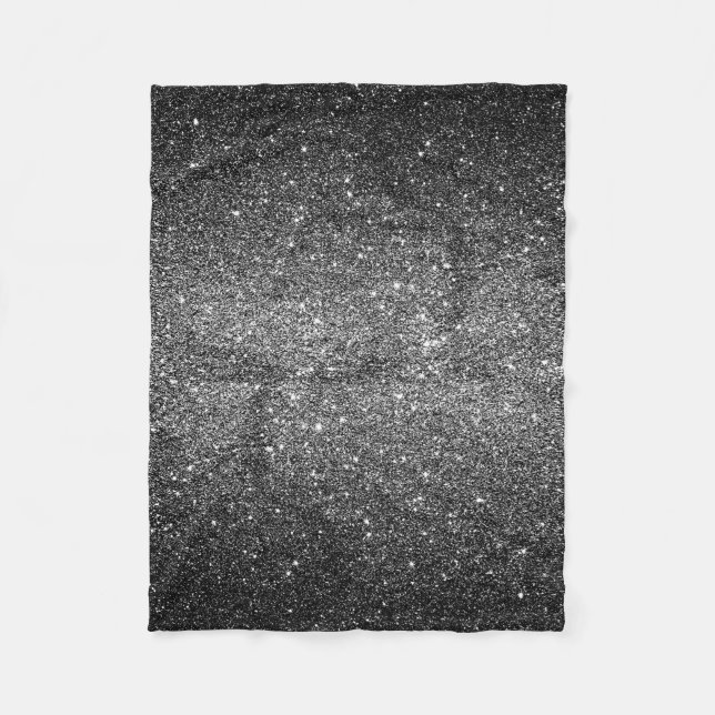 Elegant Faux Black Glitter Fleece Blanket (Front)