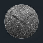 Elegant Faux Black Glitter Round Clock<br><div class="desc">Elegant Faux Black Glitter</div>
