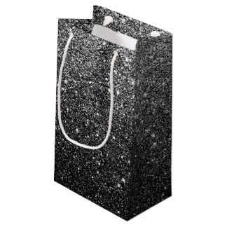 Elegant Faux Black Glitter Small Gift Bag