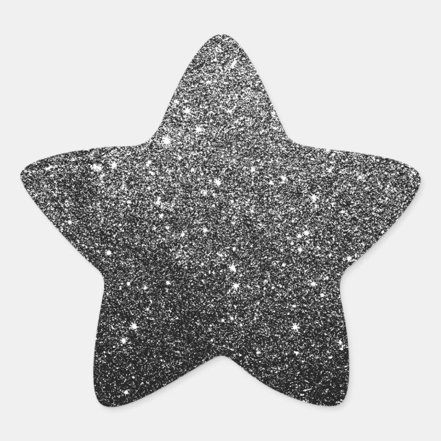 Elegant Faux Black Glitter Star Sticker (Front)