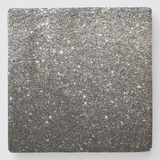 Elegant Faux Black Glitter Stone Coaster