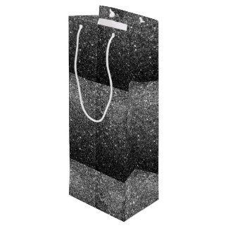 Elegant Faux Black Glitter Wine Gift Bag