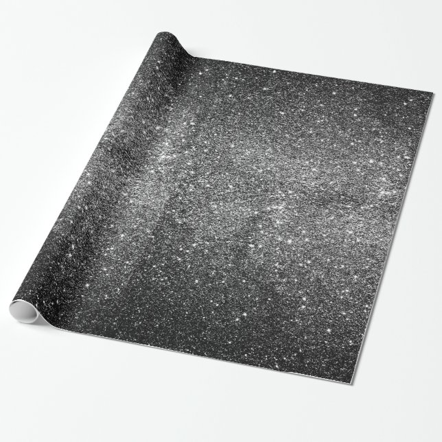 Elegant Faux Black Glitter Wrapping Paper (Unrolled)
