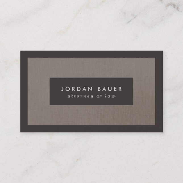 Elegant Faux Brown Linen Professional Business Card (Front)