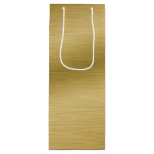 Elegant Faux Brushed Gold  Artwork Wine Gift Bag