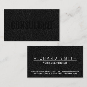 Elegant faux chic black leather professional plain business card