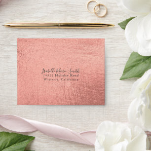 Elegant Faux Coral Foil Texture Wedding RSVP Envelope