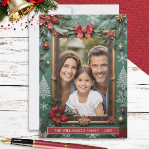 Elegant Faux-Embellished Flat Christmas Holiday Card