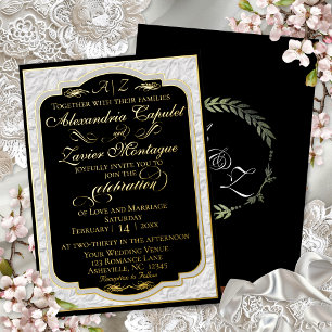 Elegant Faux Embossed Calligraphy - Black/White