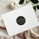 Elegant Faux Foil Black Gold Calligraphy Wedding Classic Round Sticker<br><div class="desc">Elevate your wedding experience to new heights of sophistication and glamour with our stunning black and gold modern wedding suite! Customise it effortlessly with just a few clicks and create a celebration that’s uniquely yours. If you have any questions, need assistance, or want to tweak any details, don’t hesitate to...</div>