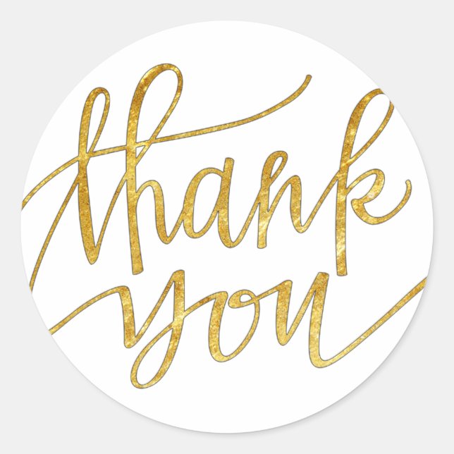 elegant faux foil calligraphy thank you classic round sticker (Front)