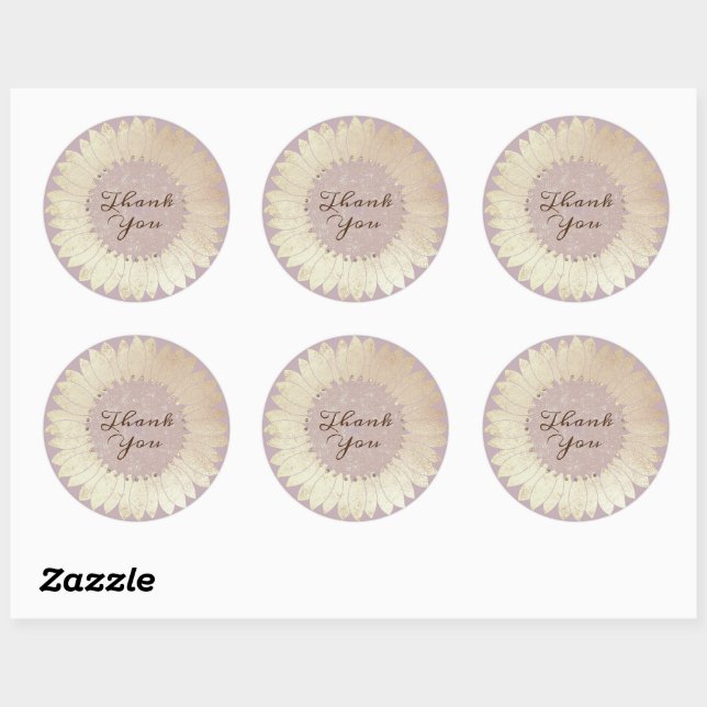 elegant faux foil sunflower design classic round s classic round sticker (Sheet)
