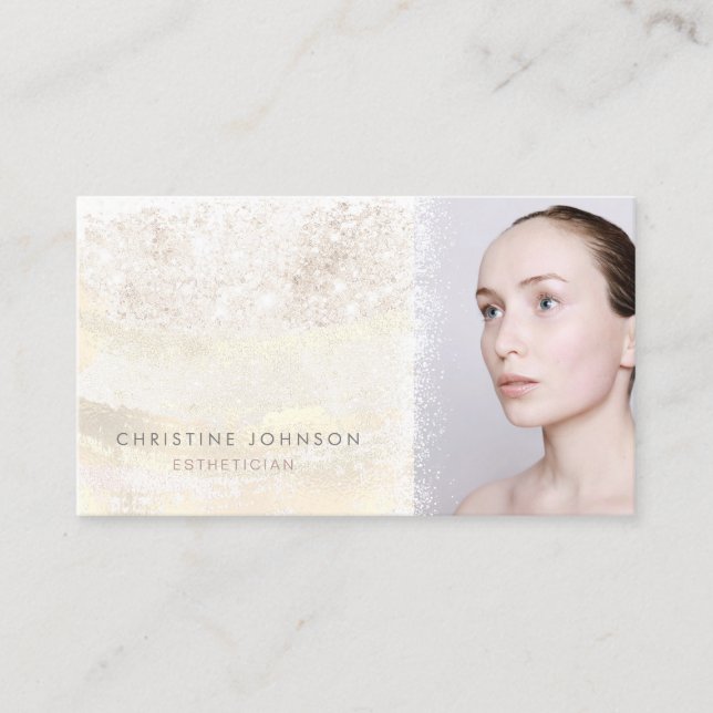 elegant FAUX glitter and foil aesthetician Business Card (Front)