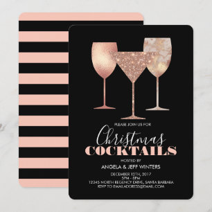 Elegant Faux Glitter Christmas Cocktails Invitation