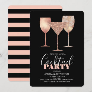 Elegant Faux Glitter Cocktail Party Invitation