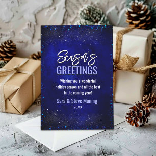 Elegant Faux Glitter Royal Blue Christmas Holiday Card