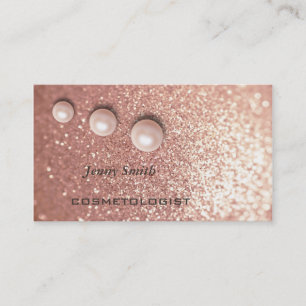 Elegant faux Glittery rose gold chic luxury pearl Business Card