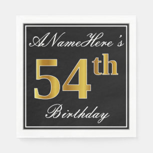 Elegant, Faux Gold 54th Birthday + Custom Name Napkin