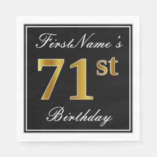 Elegant, Faux Gold 71st Birthday + Custom Name Napkin