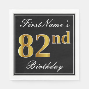Elegant, Faux Gold 82nd Birthday + Custom Name Napkin