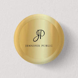 Elegant Faux Gold Add Your Name Text Template 3 Cm Round Badge