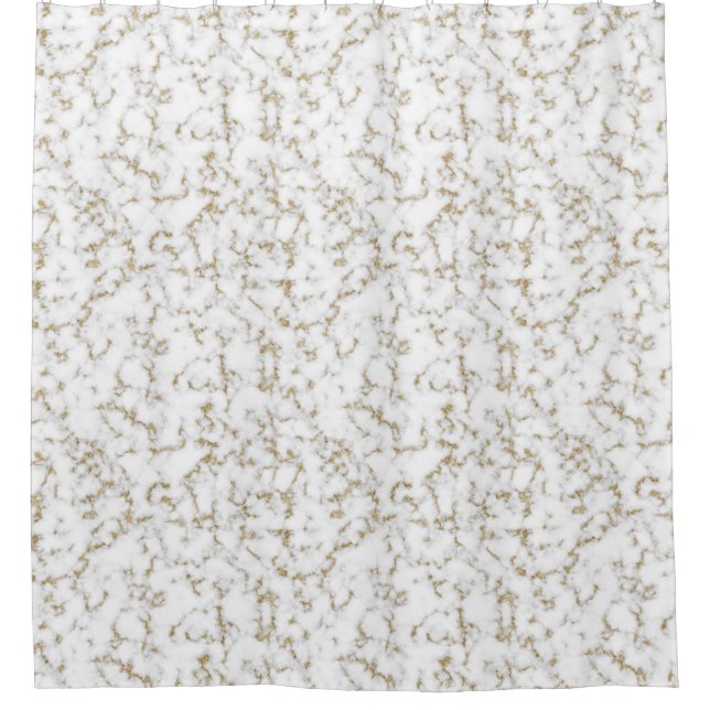 Elegant faux gold and gray marble shower curtain (Front)