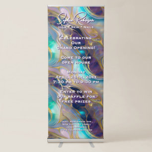 Elegant Faux Gold and Opal Stone Retractable Banner
