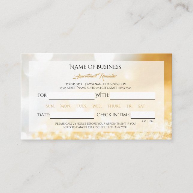 Elegant FAUX Gold and Silver Bokeh Appointment (Front)