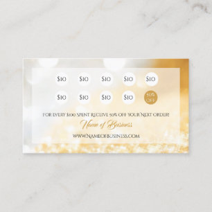 Elegant FAUX Gold and Silver Bokeh Punch Loyalty Card