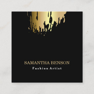 Elegant Faux Gold Artistic Brushed Vertical Square Business Card