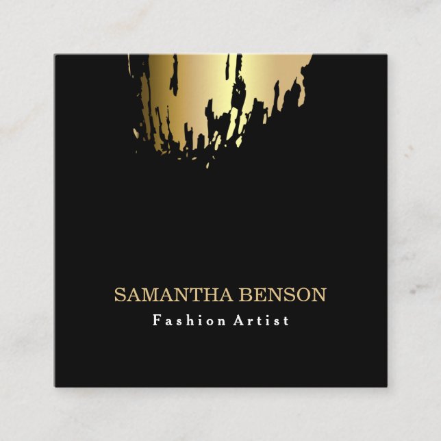 Elegant Faux Gold Artistic Brushed Vertical Square Business Card (Front)