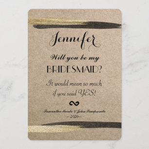 Elegant Faux Gold & Black Paint Strokes Invitation