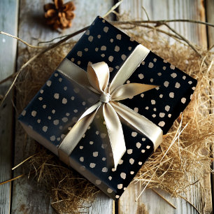 Elegant Faux Gold & Black Spot Pattern  Wrapping Paper Sheet