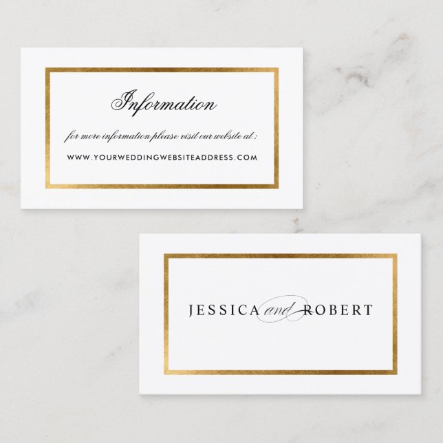Elegant Faux Gold Border Information Website Business Card (Front/Back)