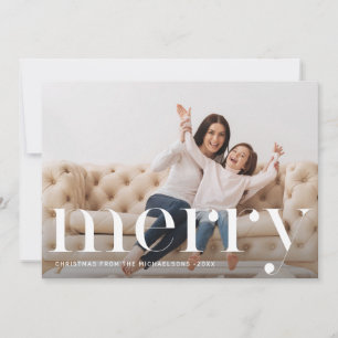 Elegant Faux Gold Botanical Merry Christmas Photo Holiday Card