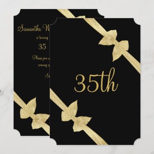 Elegant Faux Gold Bows 35th Birthday Invitation