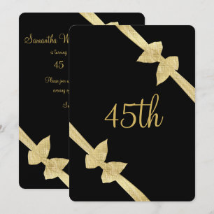 Elegant Faux Gold Bows 45th Birthday Invitation