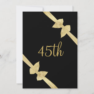 Elegant Faux Gold Bows 45th Birthday Invitation